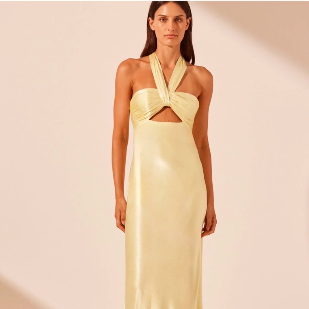 Elegant Yellow Halter Dress